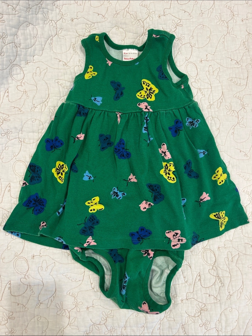 Hanna Andersson Green Butterfly Print Dress & Bloomers